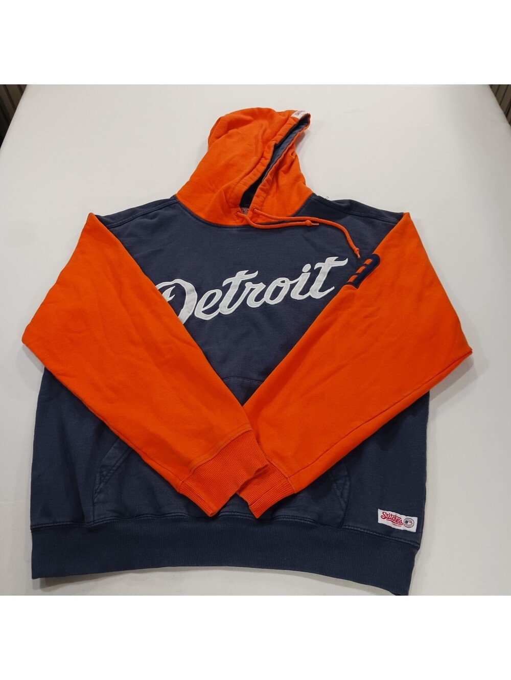 Stitches Athletic Gear Detroit Men's Blue/Orange Hoodie Pullover Sweatshirt Sz L